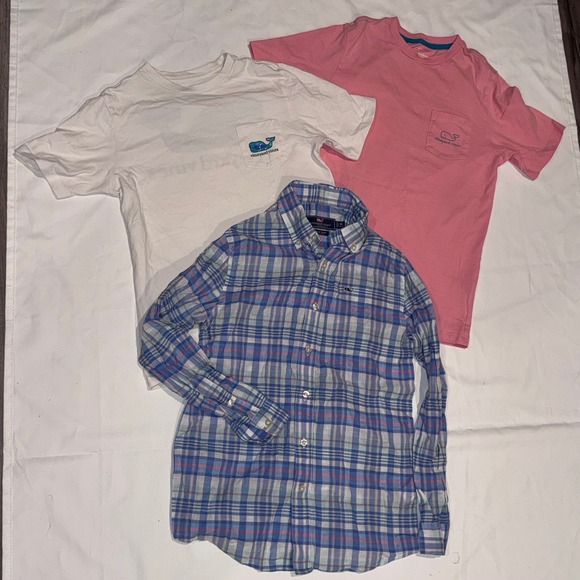 Vineyard Vines Other - Vineyard Vines Shirt Bundle Boys M 12-14 Plaid Button Down Pocket Tee Preppy